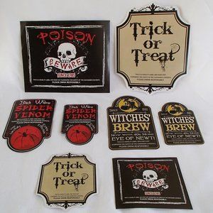 Halloween Bottle Labels Stickers 8 NIP 4 Sml 2 Med 2 Lge Beer Wine Soda Spider